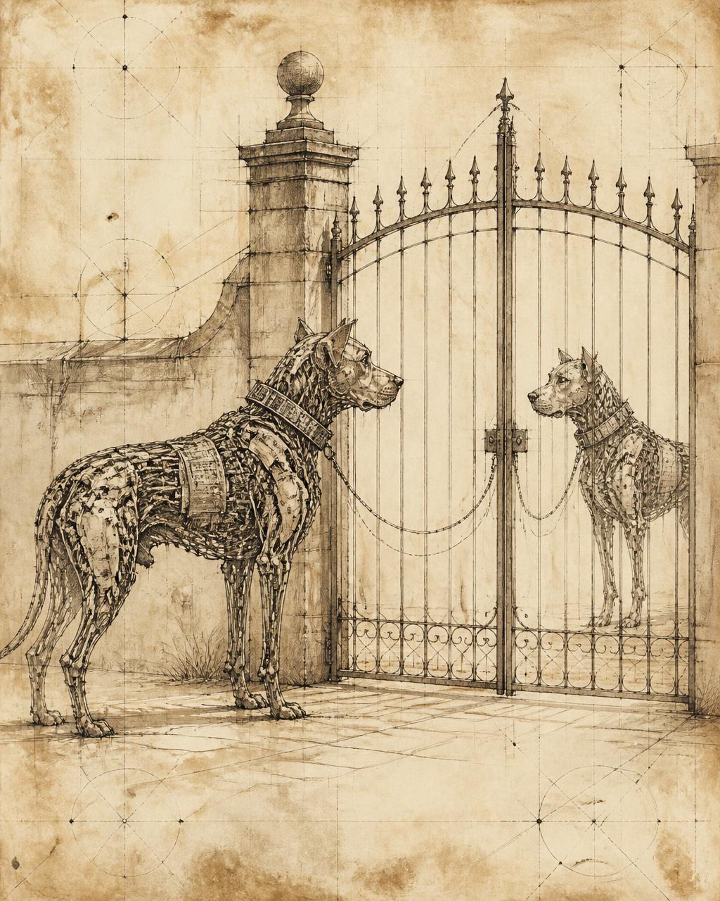 Ink sketch: The Guard Dog