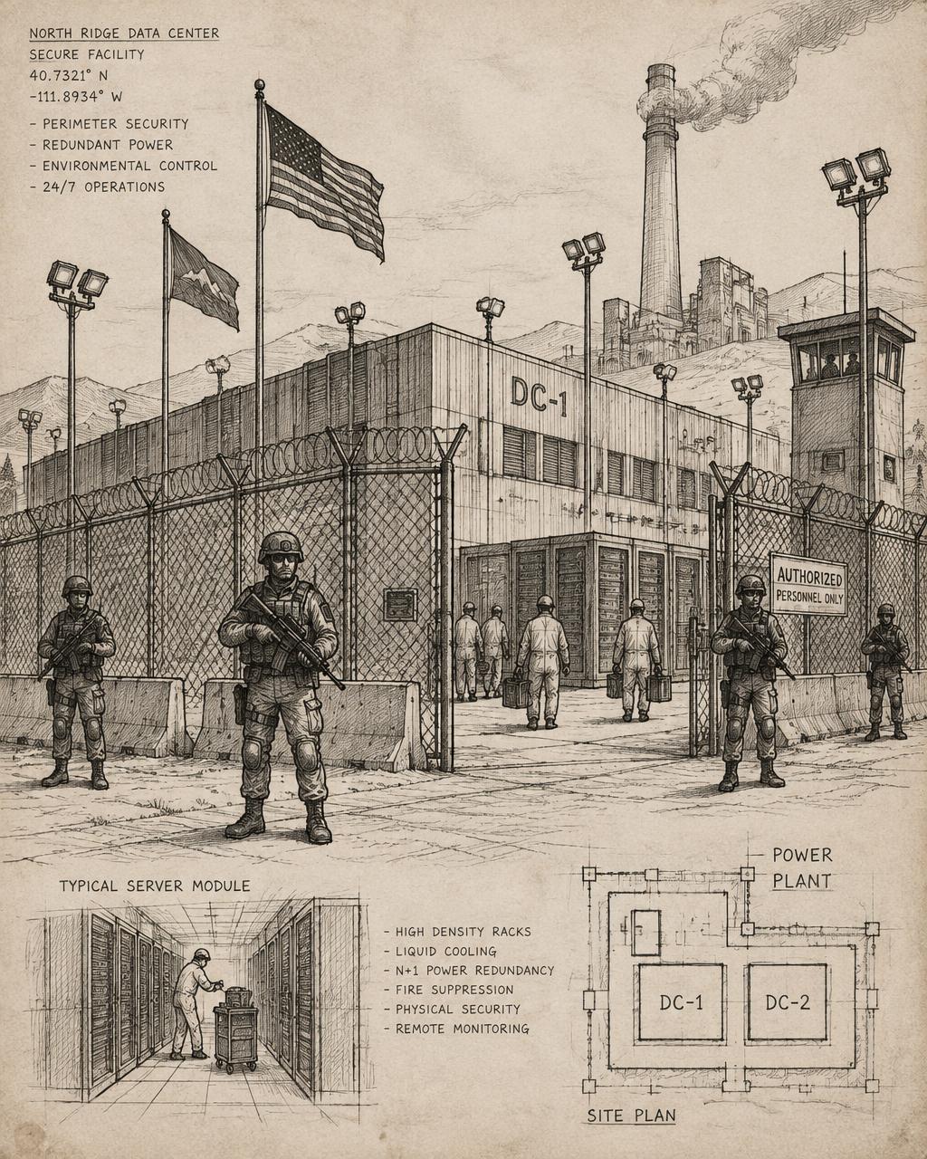 Ink sketch: Armed Guard